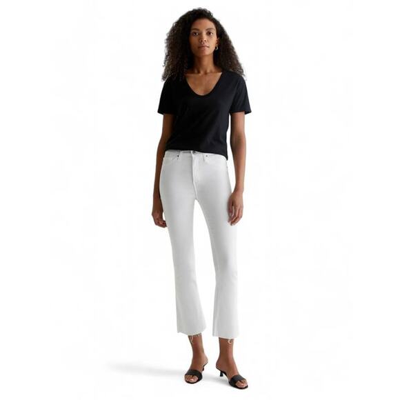 AG Jeans Jodi Crop High Rise Slim Flare Jeans SSW1662-RH White 29 US 8 NEW NWT - Picture 1 of 5